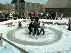 On ice. (Užgavėnės at the Open Air Museum of Lithuania in Rumšiškės)