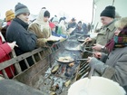 Pancakes - the common Užgavėnės meal. (Užgavėnės at the Open Air Museum of Lithuania in Rumšiškės)